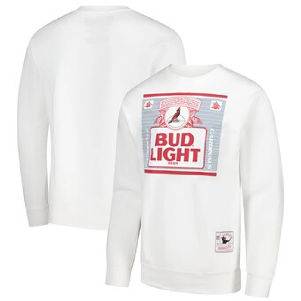 Men's Mitchell & Ness x Bud Light White Arizona Cardinals The Crest Pullover Sweatshirt