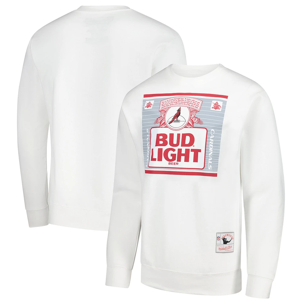 Men's Mitchell & Ness x Bud Light White Arizona Cardinals The Crest Pullover Sweatshirt