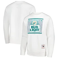 Men's Mitchell & Ness x Bud Light White Miami Dolphins The Crest Pullover Sweatshirt