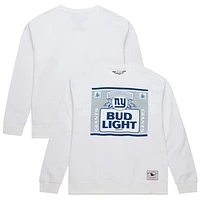 Men's Mitchell & Ness x Bud Light White New York Giants The Crest Pullover Sweatshirt