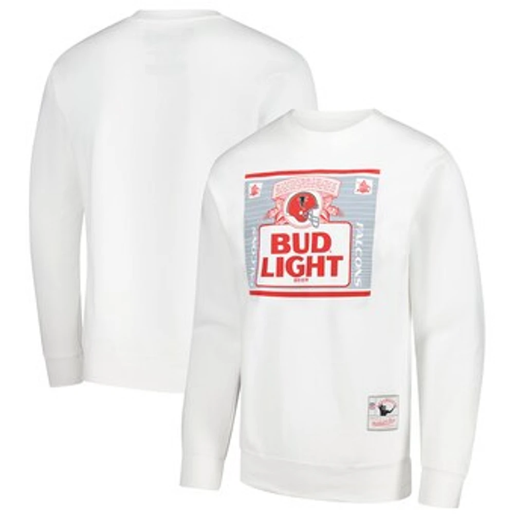 Men's Mitchell & Ness x Bud Light White Atlanta Falcons The Crest Pullover Sweatshirt