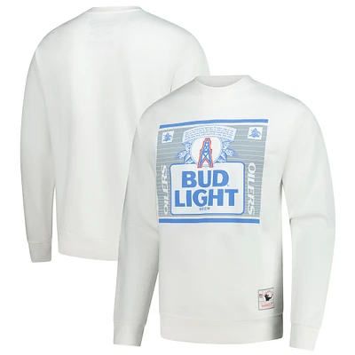 Men's Mitchell & Ness White Houston Oilers The Crest Pullover Sweatshirt