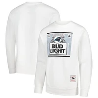 Men's Mitchell & Ness x Bud Light White Carolina Panthers The Crest Pullover Sweatshirt