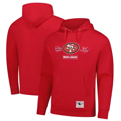 Men's Mitchell & Ness  Scarlet San Francisco 49ers NFL x Bud Light Vintage Pullover Hoodie