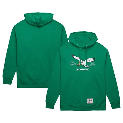 Men's Mitchell & Ness  Kelly Green Philadelphia Eagles NFL x Bud Light Vintage Pullover Hoodie