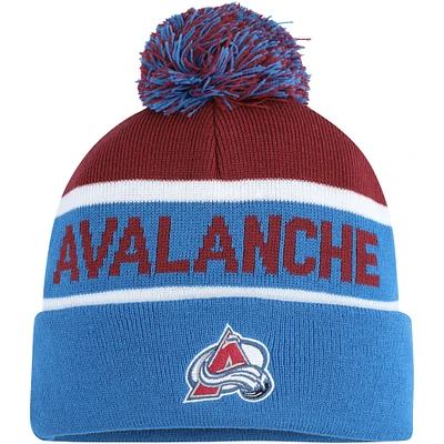 Men's Starter Blue/Burgundy Colorado Avalanche Cuffed Knit Hat with Pom