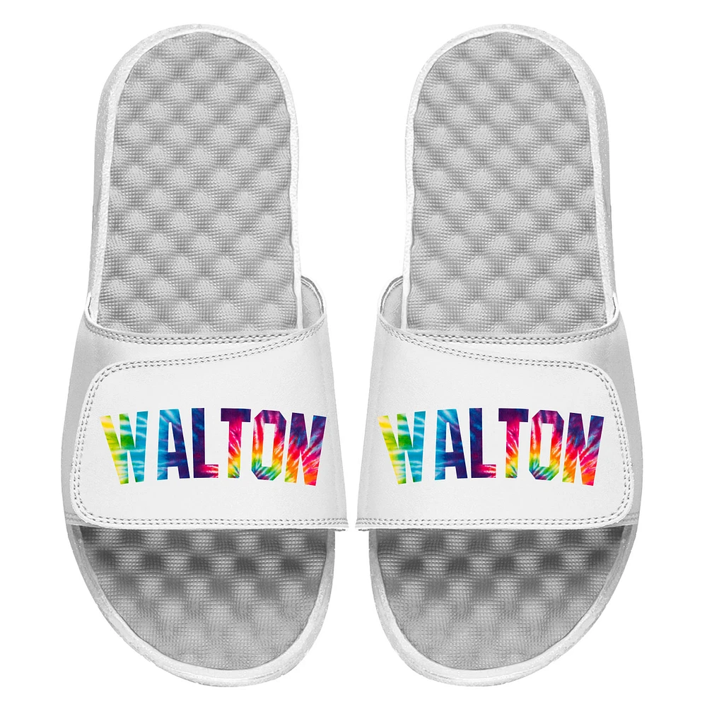 Unisex ISlide Bill Walton White Tie-Dye Wordmark Slide Sandals