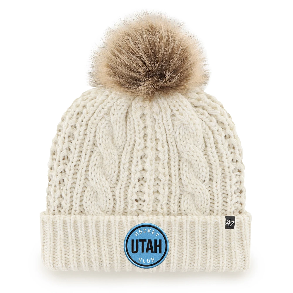 Women's '47  Cream Utah Hockey Club Meeko Cuffed Knit Hat with Pom