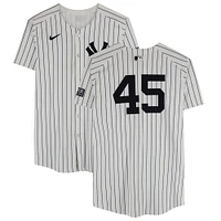 Gerrit Cole New York Yankees Game-Used #45 White Pinstripe Jersey vs. Boston Red Sox on September 14, 2024