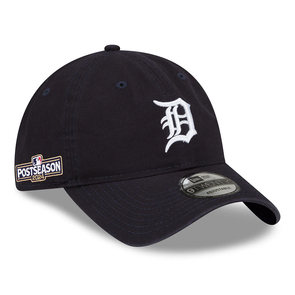 Men's New Era Navy Detroit Tigers 2024 MLB Postseason Side Patch 9TWENTY Adjustable Hat