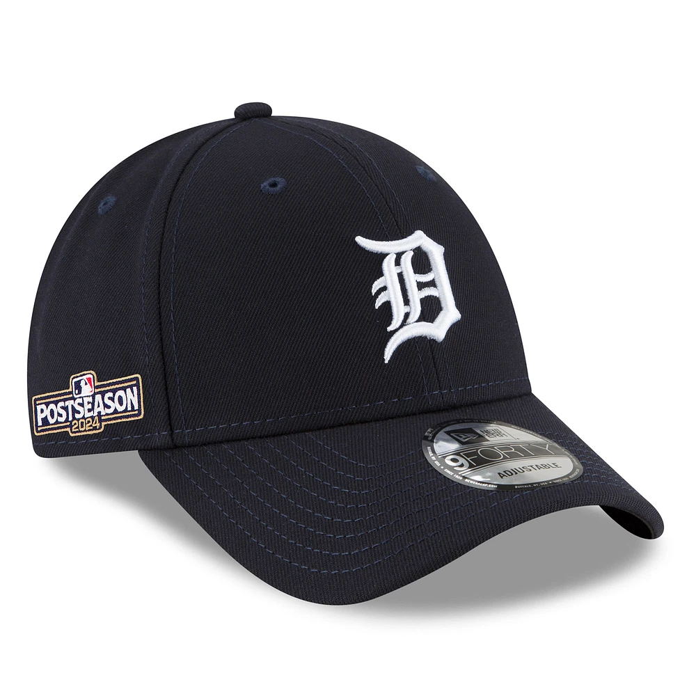 Men's New Era Navy Detroit Tigers 2024 MLB Postseason Side Patch 9FORTY Adjustable Hat