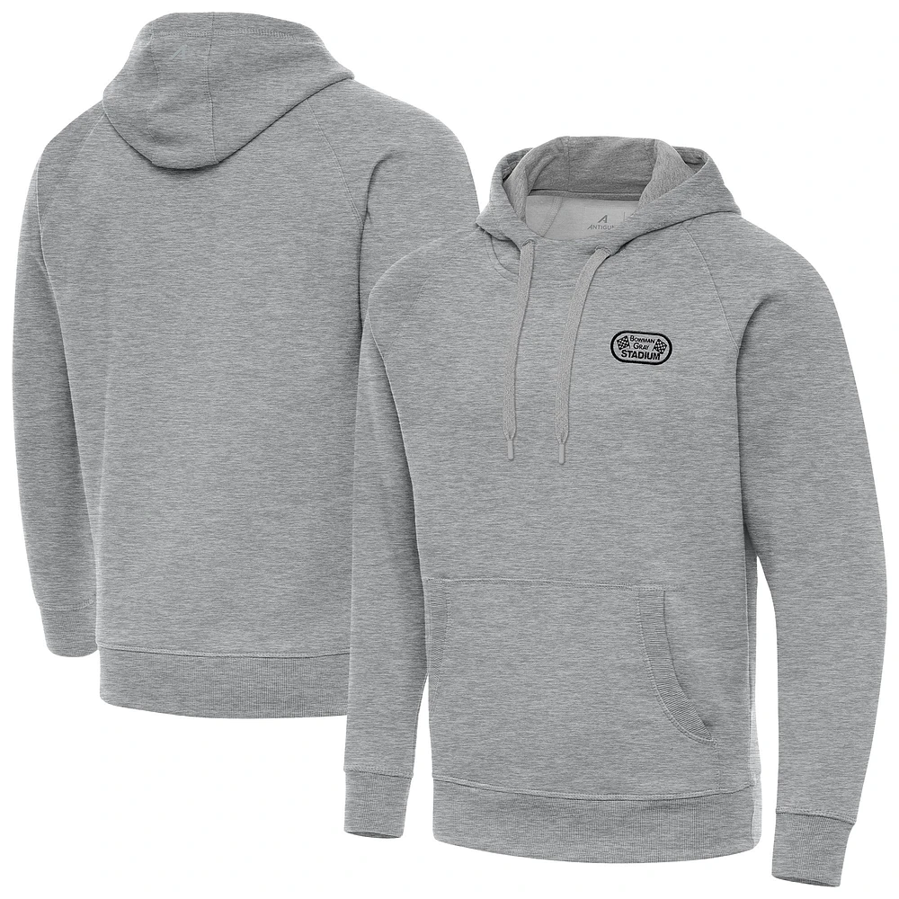 Men's Antigua  Heather Gray Bowman Stadium Victory Pullover Hoodie