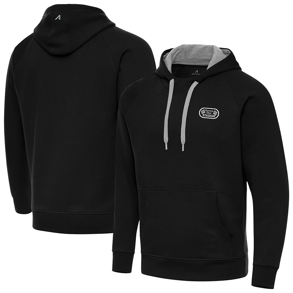 Men's Antigua Black Bowman Gray Stadium Victory Pullover Hoodie