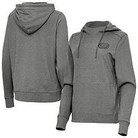 Women's Antigua Heather Gray Bowman Stadium Justice Pullover Hoodie