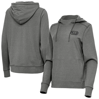 Women's Antigua Heather Gray Bowman Stadium Justice Pullover Hoodie