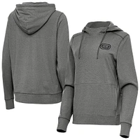 Women's Antigua Heather Gray Bowman Stadium Justice Pullover Hoodie