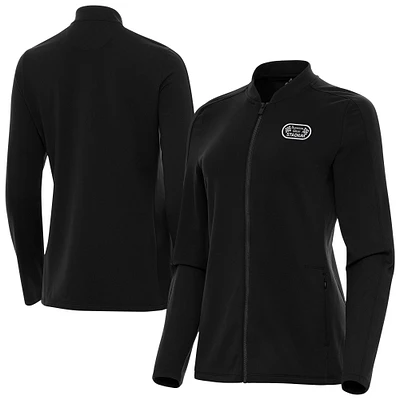 Women's Antigua  Black Bowman Gray Stadium Continual Full-Zip Jacket