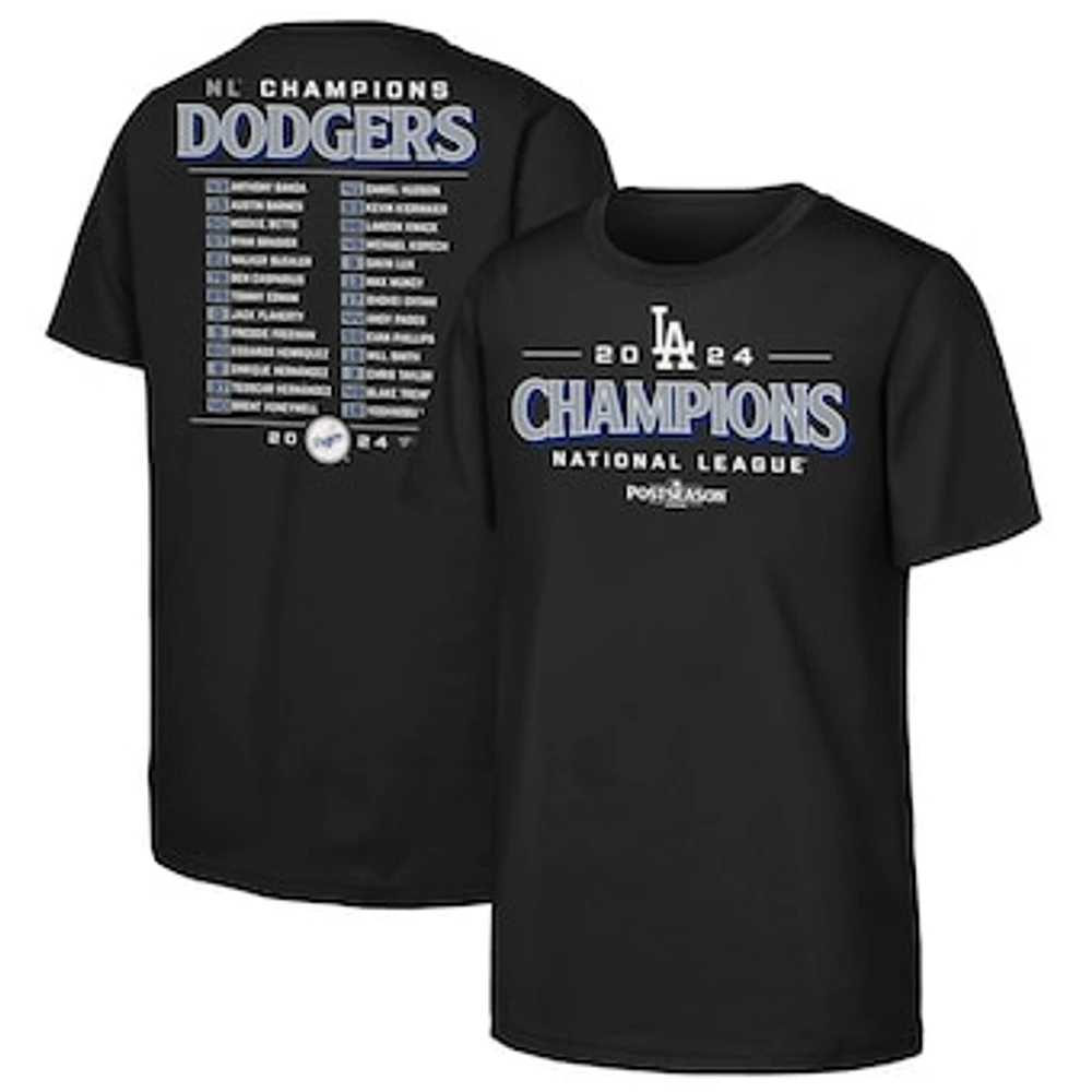 Youth Fanatics  Black Los Angeles Dodgers 2024 National League Champions Roster T-Shirt