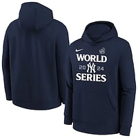 Youth Nike Navy New York Yankees 2024 World Series Authentic Collection Therma Pullover Hoodie