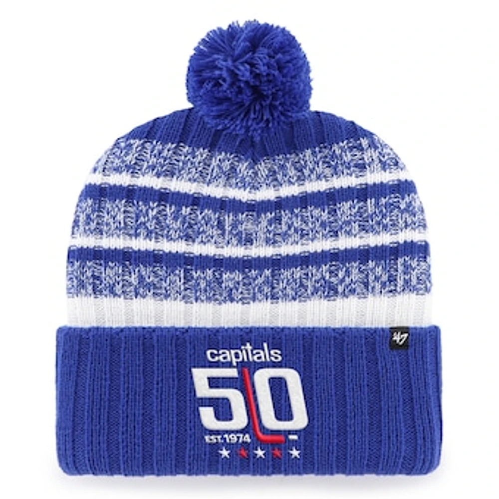 Men's '47 Royal Washington Capitals 50th Anniversary Tavern Cuffed Knit Hat with Pom