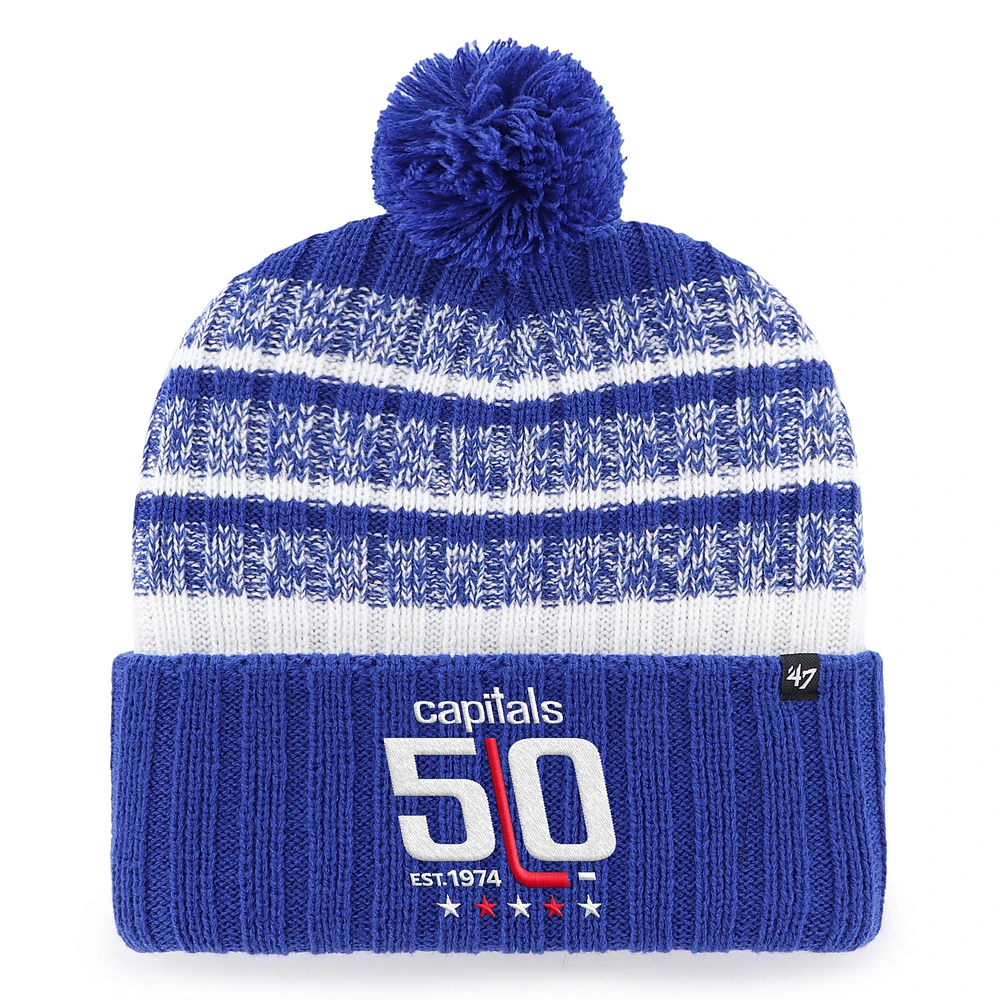 Men's '47 Royal Washington Capitals 50th Anniversary Tavern Cuffed Knit Hat with Pom