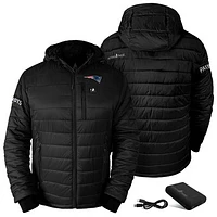 Men's ActionHeat Black New England Patriots 5V Battery Charged Insulated Puffer Full-Zip Jacket
