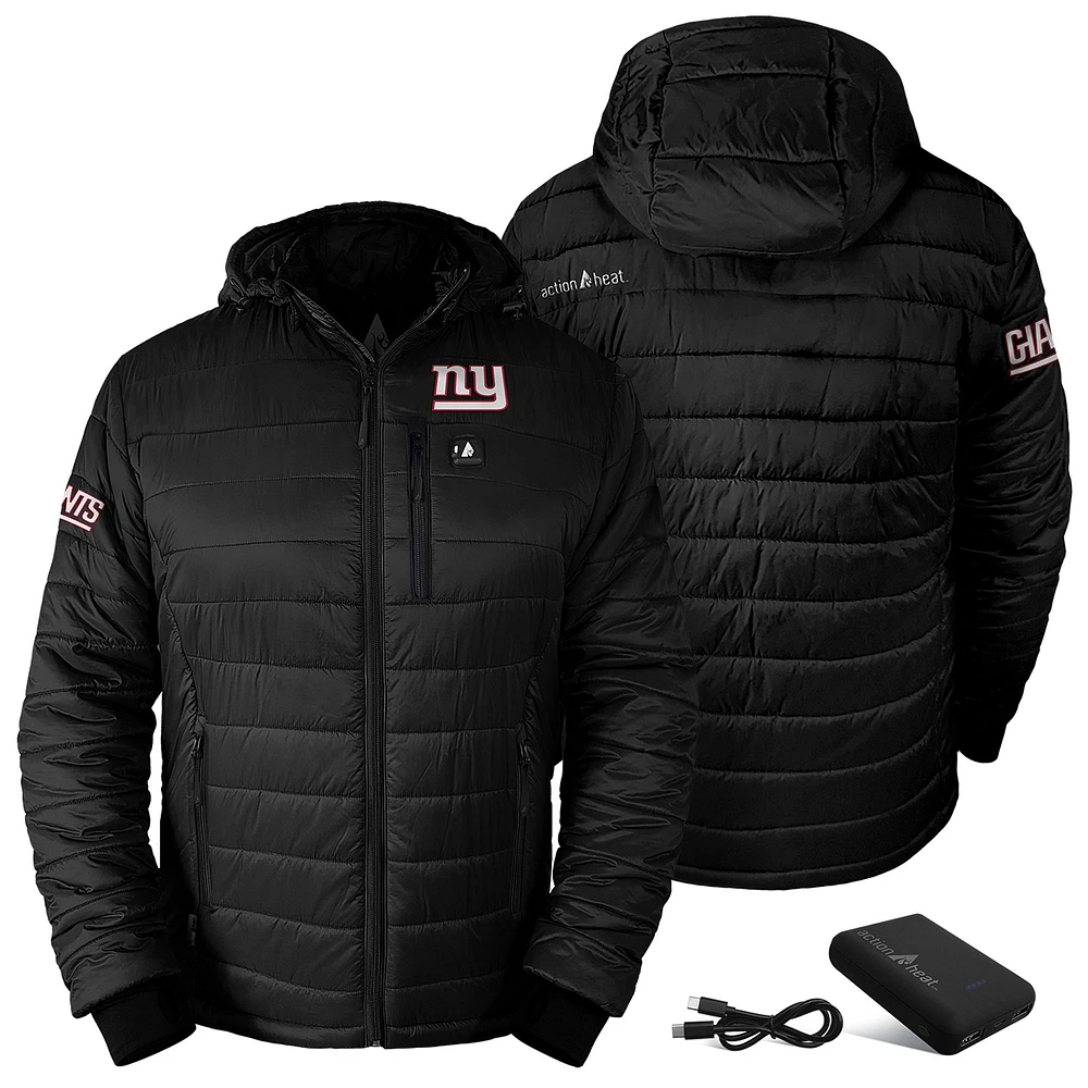 Men's ActionHeat Black New York Giants 5V Battery Charged Insulated Puffer Full-Zip Jacket