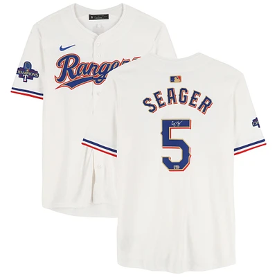 Corey Seager Texas Rangers Autographed 2023 World Series Champions White/Gold Nike Limited Jersey