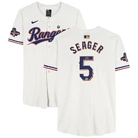Corey Seager Texas Rangers Autographed 2023 World Series Champions White/Gold Nike Elite Jersey