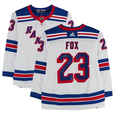 Adam Fox New York Rangers Autographed White adidas Authentic Jersey with "No Quit in NY!" & "Foxyclean" Inscriptions