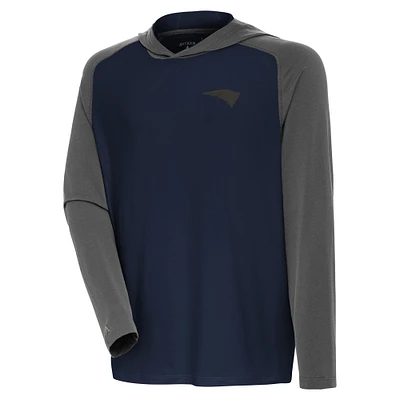 Men's Antigua Navy New England Patriots Tonal Intrepid Pullover Hoodie