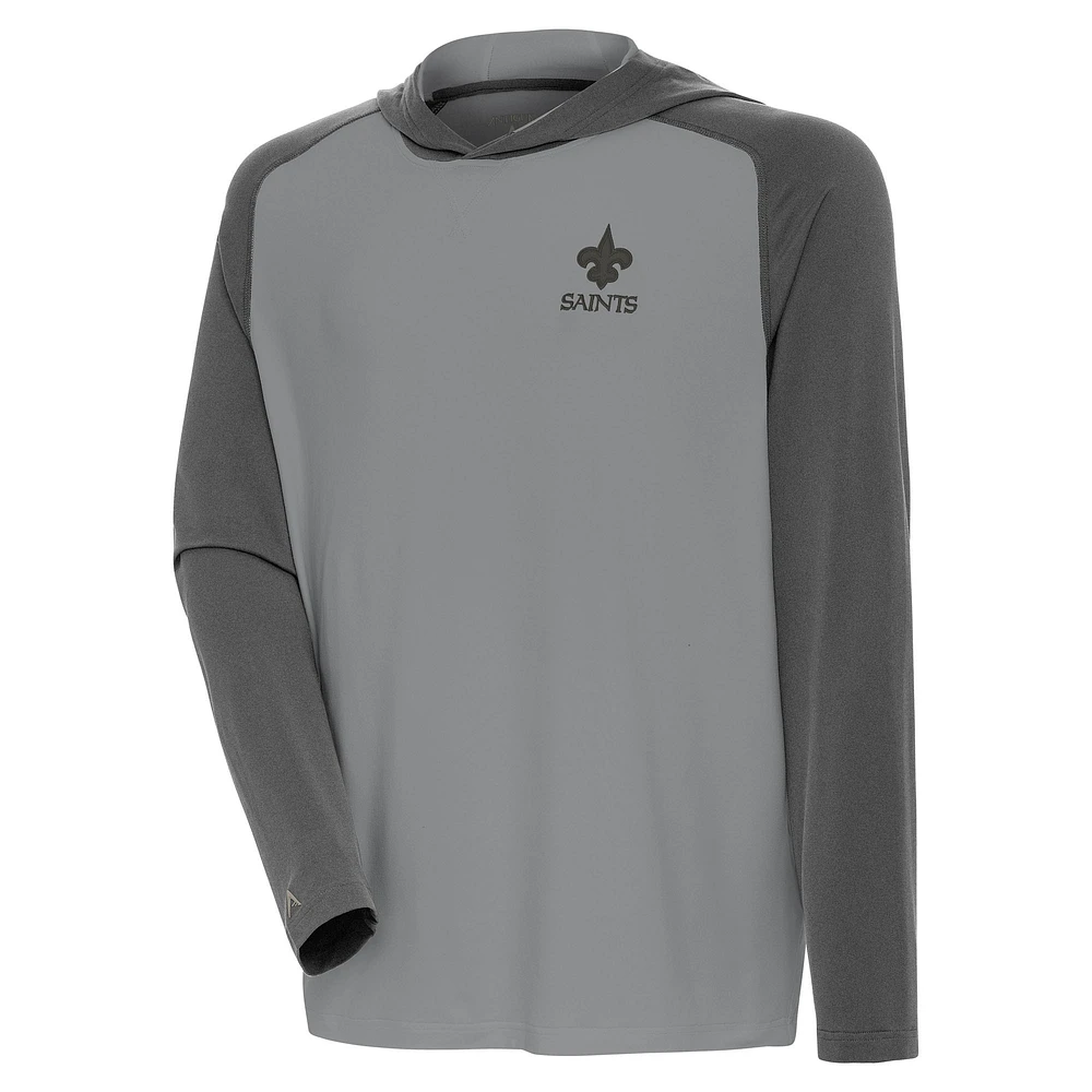 Men's Antigua Gray New Orleans Saints Tonal Intrepid Pullover Hoodie