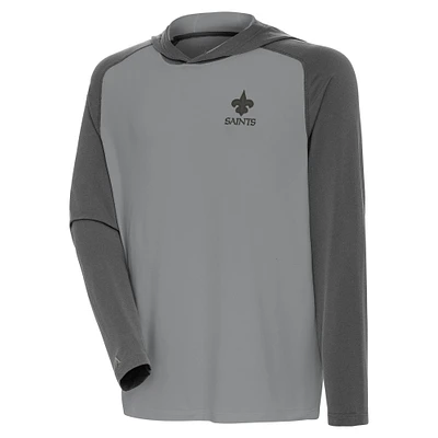 Men's Antigua Gray New Orleans Saints Tonal Intrepid Pullover Hoodie