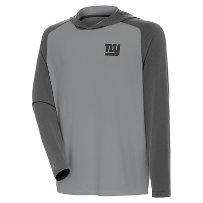 Men's Antigua Gray New York Giants Tonal Intrepid Pullover Hoodie