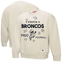 Women's Mitchell & Ness Cream Denver Broncos Shooting Stars Pullover Sweatshirt