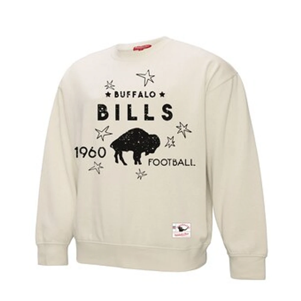 Women's Mitchell & Ness Cream Buffalo Bills Shooting Stars Pullover Sweatshirt