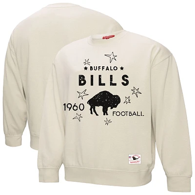 Women's Mitchell & Ness Cream Buffalo Bills Shooting Stars Pullover Sweatshirt