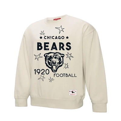 Women's Mitchell & Ness Cream Chicago Bears Shooting Stars Pullover Sweatshirt