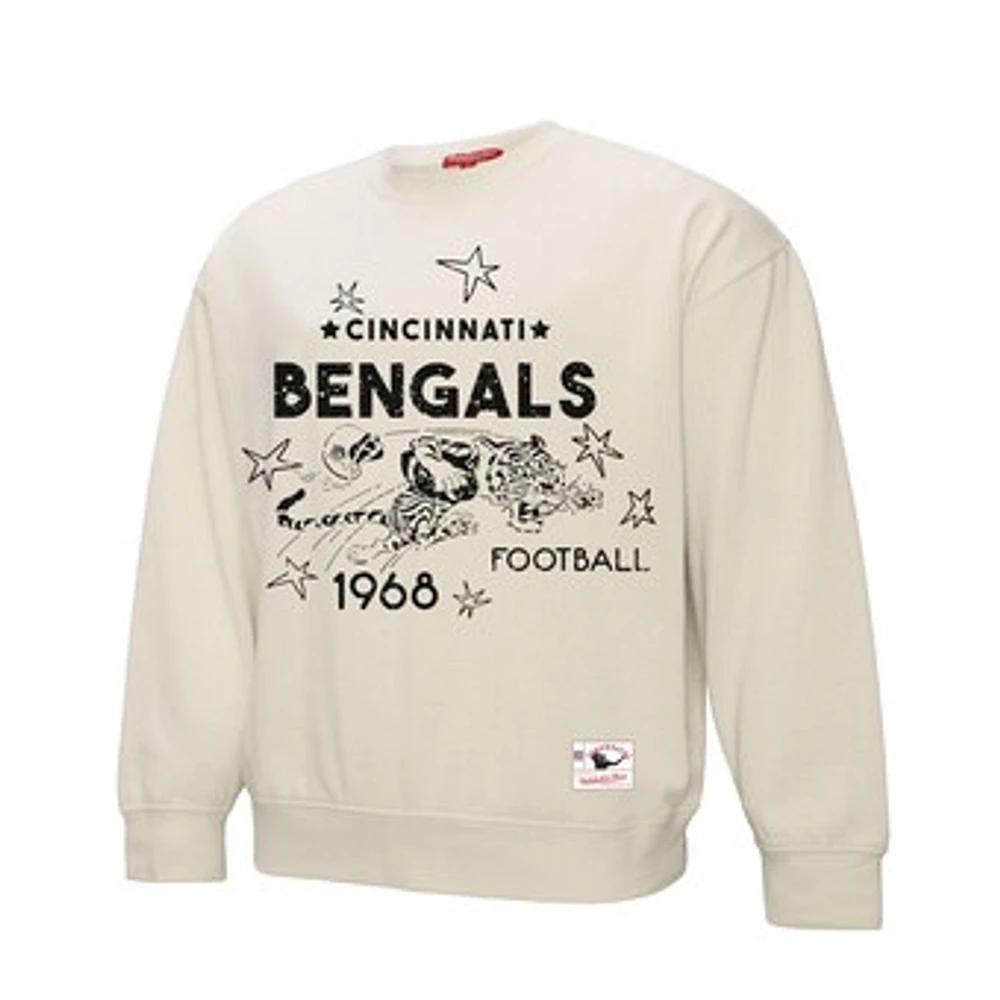 Women's Mitchell & Ness Cream Cincinnati Bengals Shooting Stars Pullover Sweatshirt