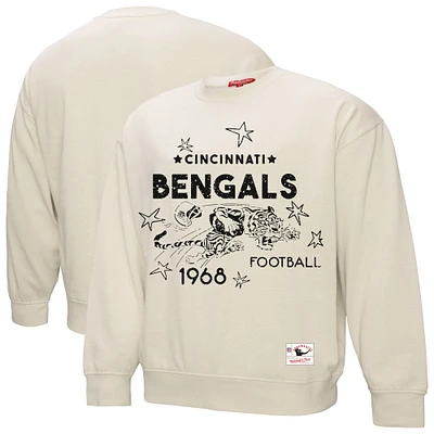 Women's Mitchell & Ness Cream Cincinnati Bengals Shooting Stars Pullover Sweatshirt