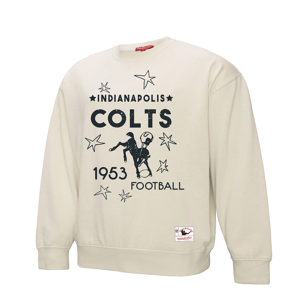 Women's Mitchell & Ness Cream Indianapolis Colts Shooting Stars Pullover Sweatshirt