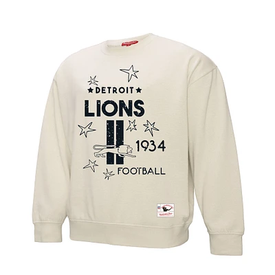 Women's Mitchell & Ness Cream Detroit Lions Shooting Stars Pullover Sweatshirt