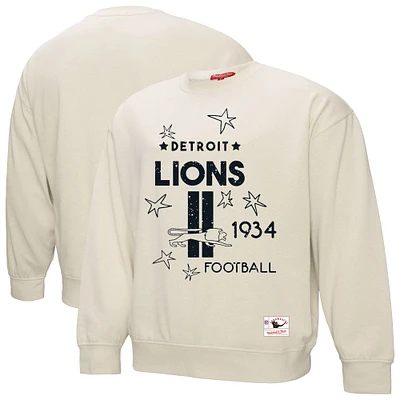 Women's Mitchell & Ness Cream Detroit Lions Shooting Stars Pullover Sweatshirt