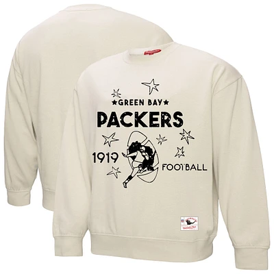 Women's Mitchell & Ness Cream Green Bay Packers Shooting Stars Pullover Sweatshirt