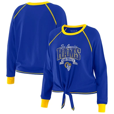 Women's WEAR by Erin Andrews Royal/Gold Los Angeles Rams Plus Tie-Front Long Sleeve Top