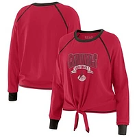 Women's WEAR by Erin Andrews Cardinal/Black Arizona Cardinals Plus Tie-Front Long Sleeve Top