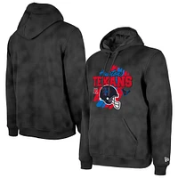 Men's New Era Black Houston Texans Identity Helmet Enzyme Washed Pullover Hoodie