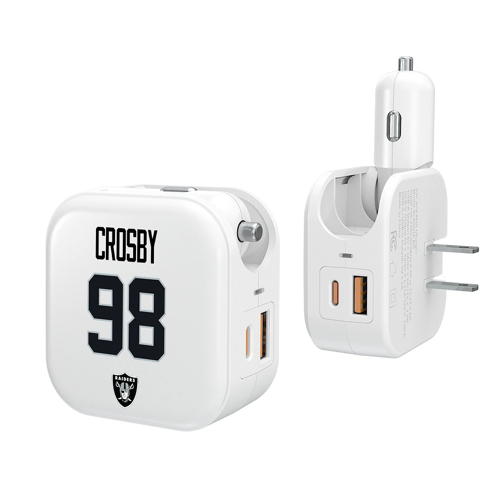 Keyscaper Maxx Crosby Las Vegas Raiders Ready 2-in-1 USB Charger