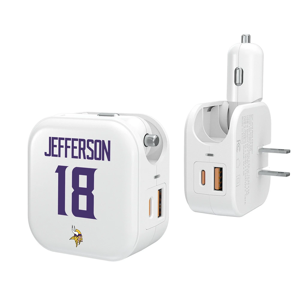 Keyscaper Justin Jefferson Minnesota Vikings Ready 2-in-1 USB Charger