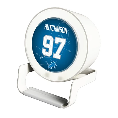 Keyscaper Aidan Hutchinson White Detroit Lions Night Light Charger and Bluetooth Speaker